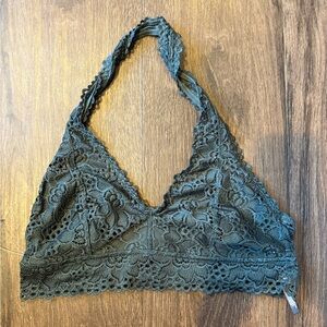 Aerie Lace Halter Bralette - Dark Gray